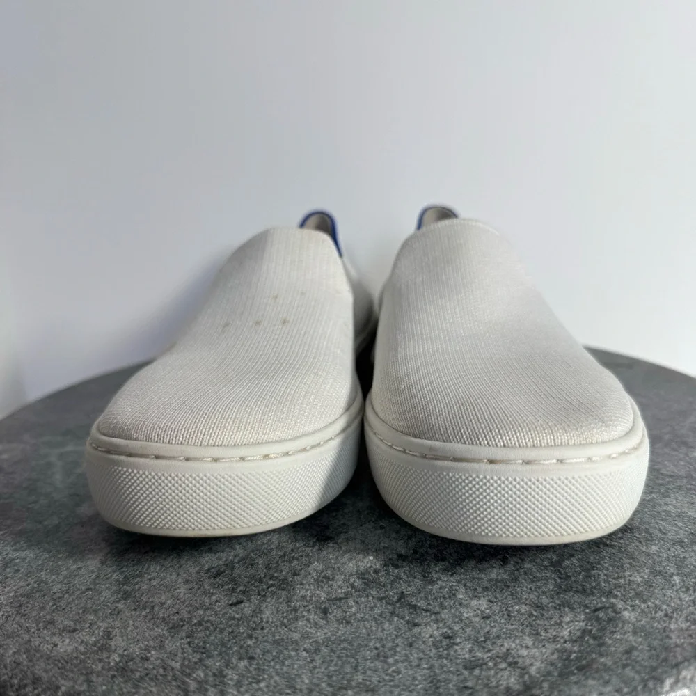Rothys White Sneakers Shoes Slip On 7.5 Blue Soles